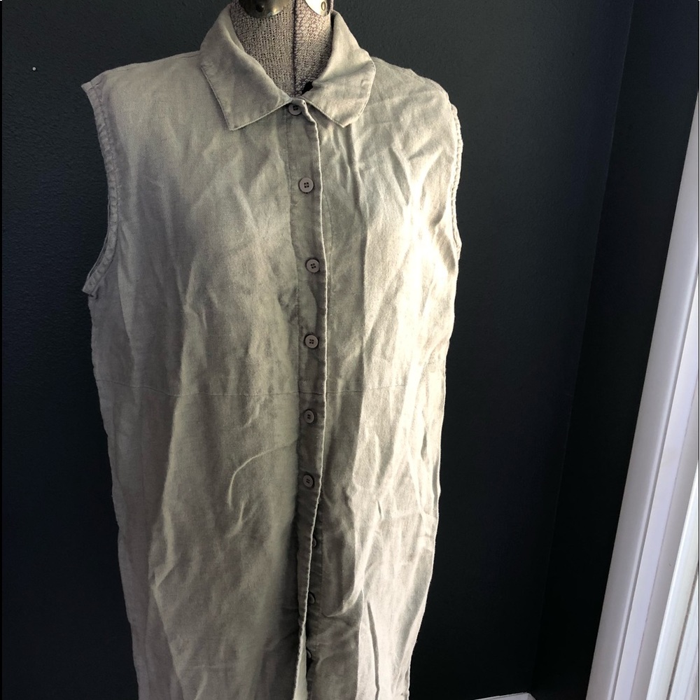 VTG Eileen Fisher linen button up tunic M/L